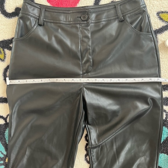 Topshop Faux Leather Straight Leg Pant Black Size 8 - Picture 9 of 14